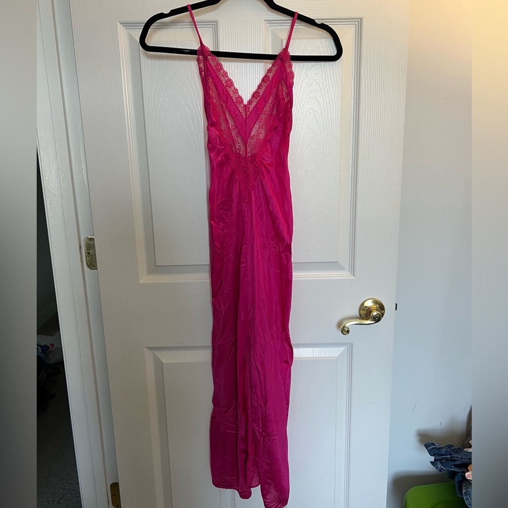 Vintage Hot Pink Lace Nightgown